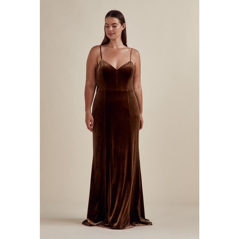 nouvelle amsale brown velveet dress size 8